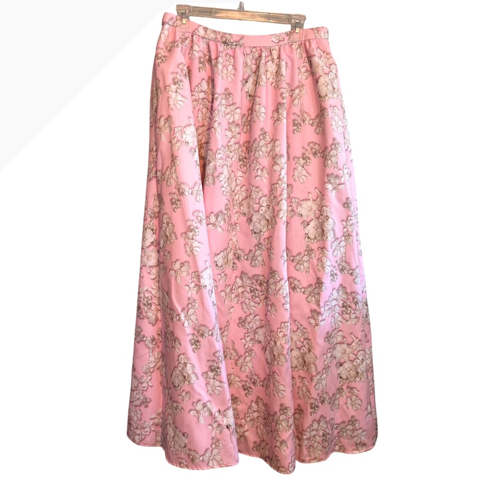 Cheers Cynthia Rowley Pink Floral Maxi Skirt Heavy Weight Double Lined Size 12